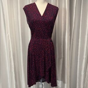 BCBGMaxAzria Red and Black Patterned Dress Size Small